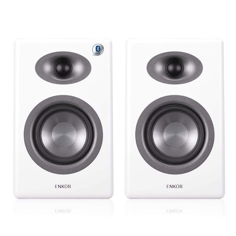 恩科(ENKOR)MD30B 有源书架2.0HIFI音箱 蓝牙音响 U盘NFC 白色