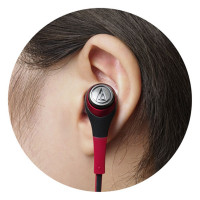 铁三角(audio-technica)ATH-CKS550iS 重低音 手机通话入耳式耳机 红色