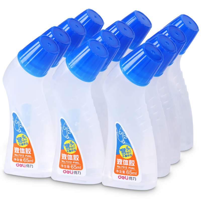 得力(deli)7312 弯头海绵头液体胶水 65ml/支 12支装