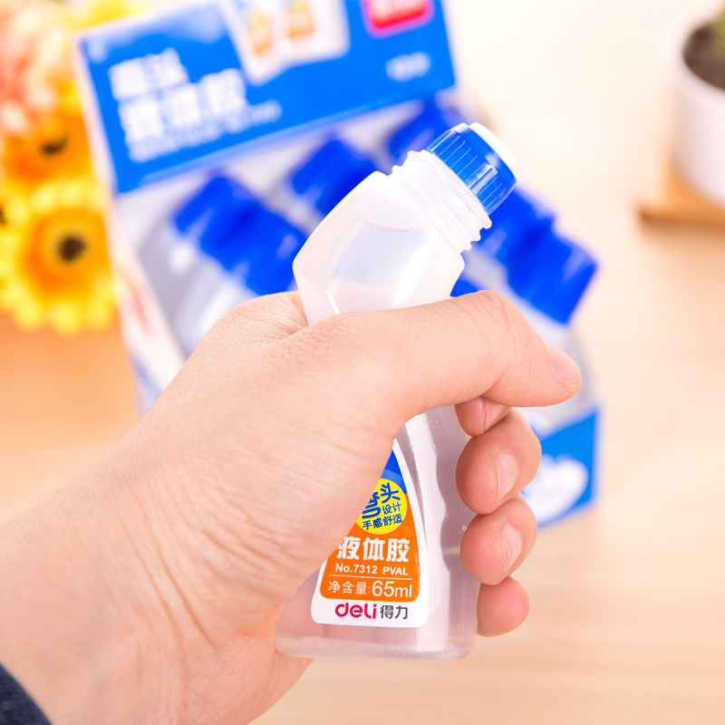 得力(deli)7312 弯头海绵头液体胶水 65ml/支 12支装