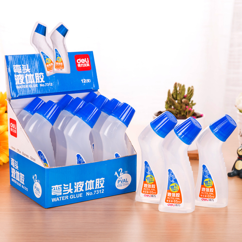 得力(deli)7312 弯头海绵头液体胶水 65ml/支 12支装