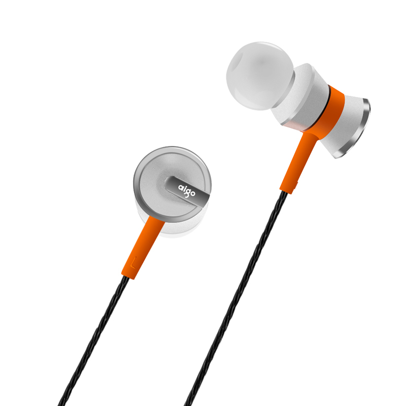 爱国者(aigo)圈铁耳机 A680 HiFi重低音 手机线控通话 入耳式音乐耳机 橙色