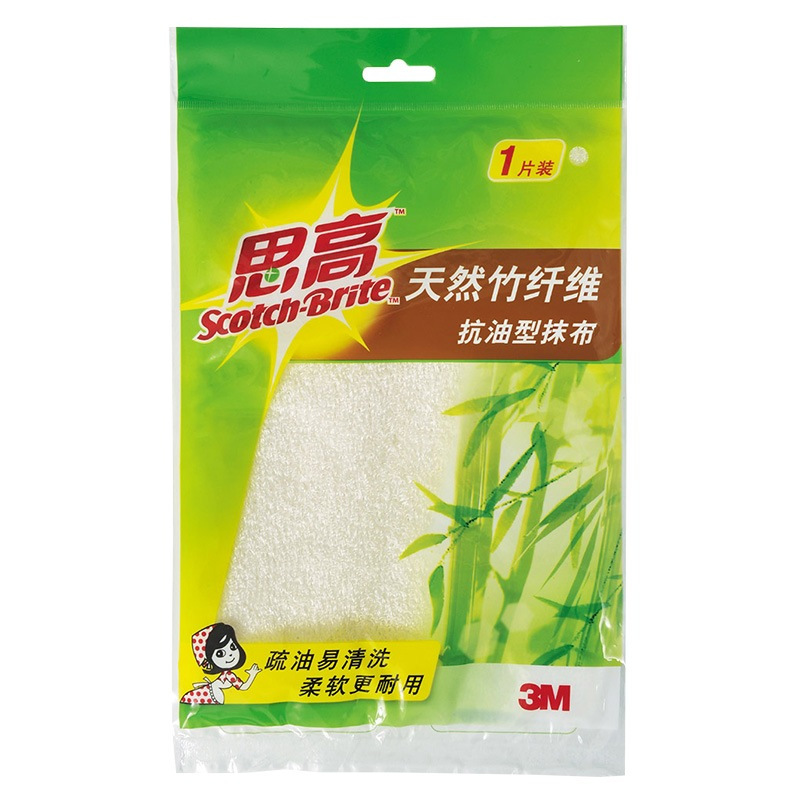3M思高天然竹纤维抗油型抹布1片装