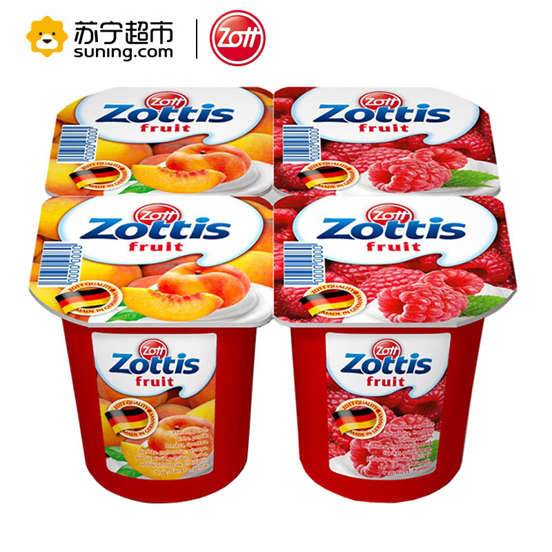 zott卓德脱脂含乳饮品 (水蜜桃+覆盆子)115g*24杯 德国进口