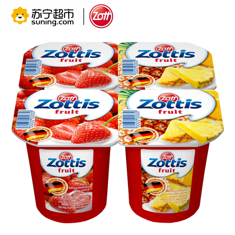 zott卓德脱脂含乳饮品 (草莓+菠萝)115g*24杯 德国进口高清大图