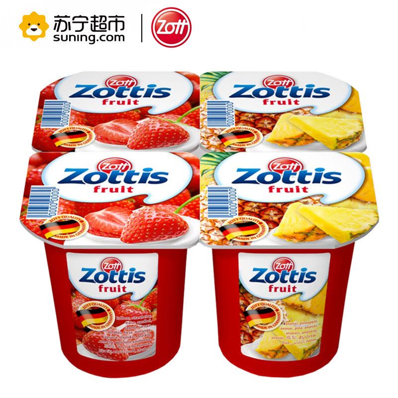 zott卓德脱脂含乳饮品 (草莓+菠萝)115g*24杯 德国进口图片