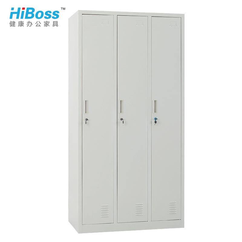 HiBoss 3门更衣柜铁皮柜 员工衣柜 铁衣柜 宿舍柜图片