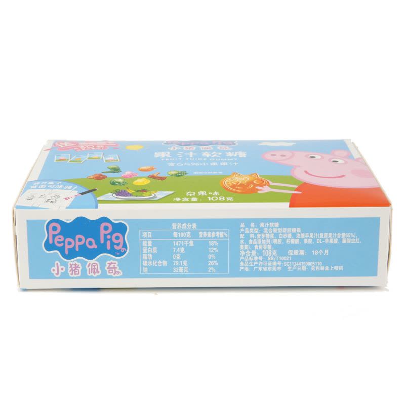 Peppa Pig 小猪佩奇 果汁软糖 108g 盒装 宝宝零食图片