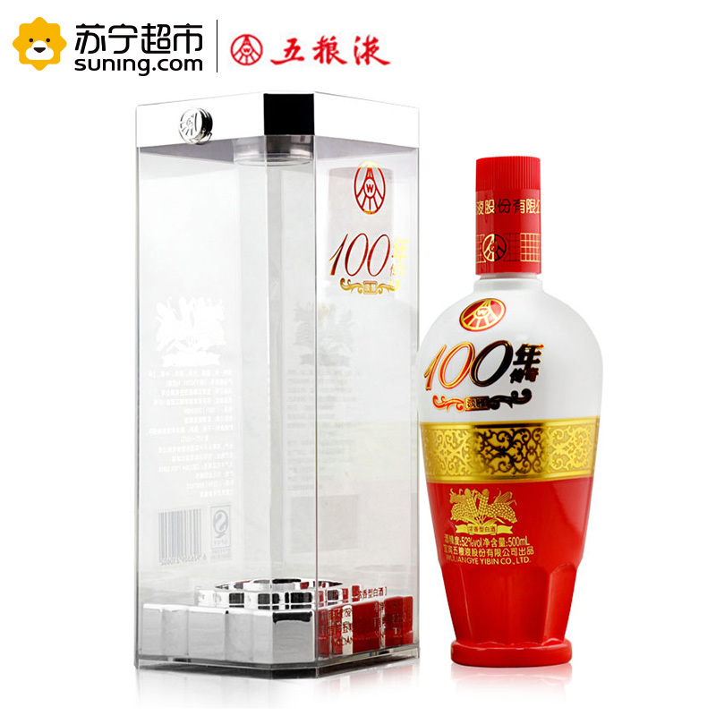 五粮液出品 100年传奇 淡雅 52度 浓香型白酒 500ml*6 整箱装