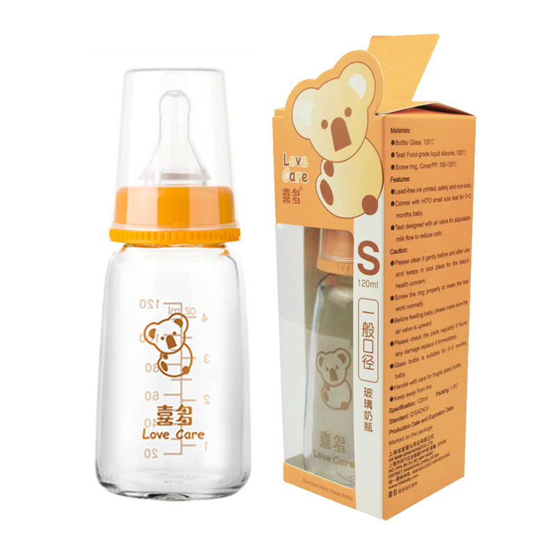 喜多一般口径方型玻璃奶瓶S120ml-H10001