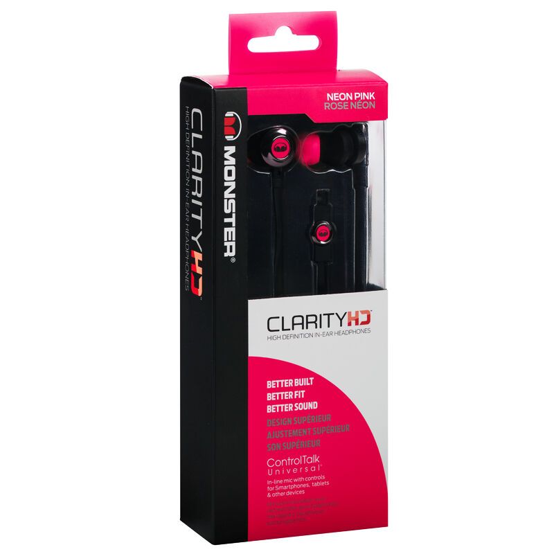 魔声(Monster)Clarity HD 灵晰 入耳式耳机 厚重低音耳塞耳机 线控带耳麦手机耳机 防汗运动耳机 玫瑰粉