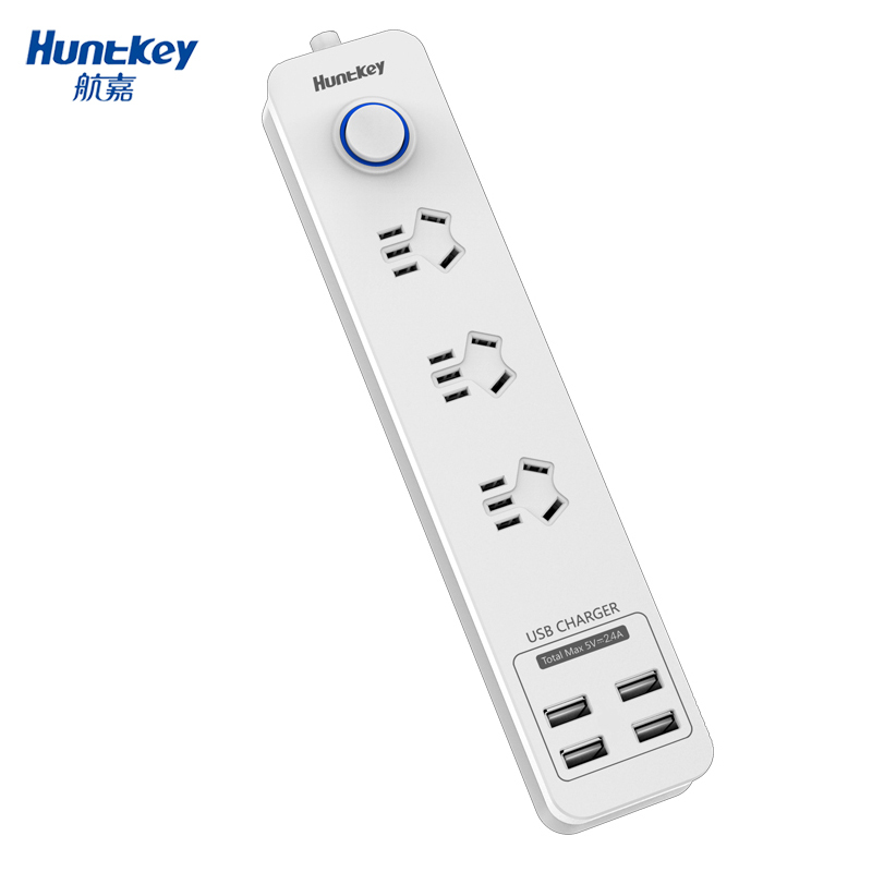 航嘉(Huntkey)SST307 1.8米 USB*4充电家装版 智能7位插座/排插/插排/插线板/接线板/拖线板