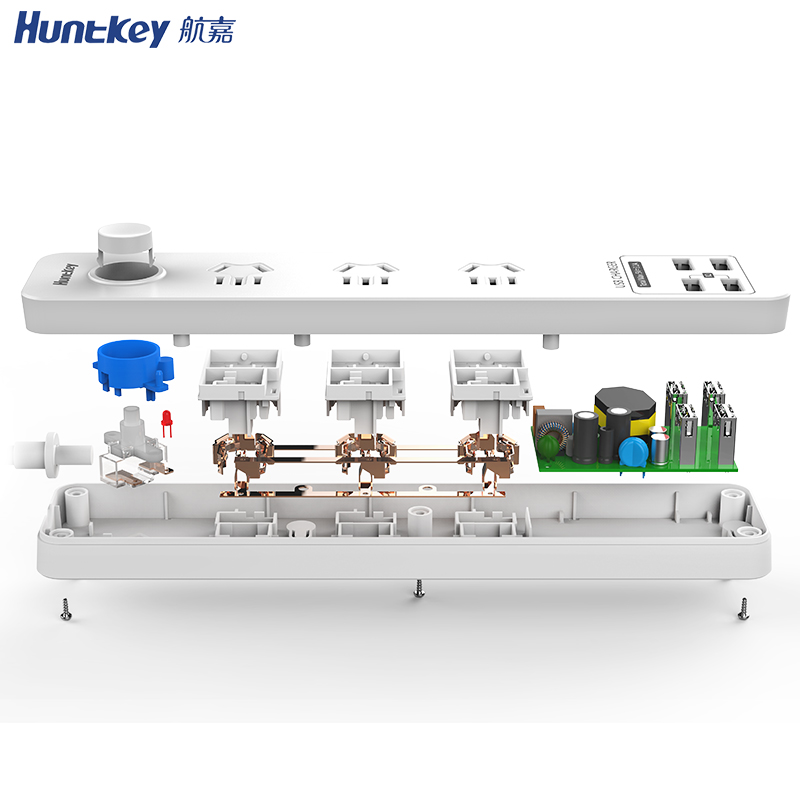 航嘉(Huntkey)SST307 1.8米 USB*4充电家装版 智能7位插座/排插/插排/插线板/接线板/拖线板