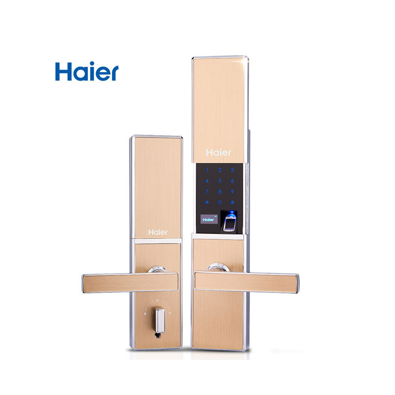 海尔(Haier)指纹锁HL-31PF3 家用商用防盗门锁 超B级锁芯 密码锁 香槟金高清大图