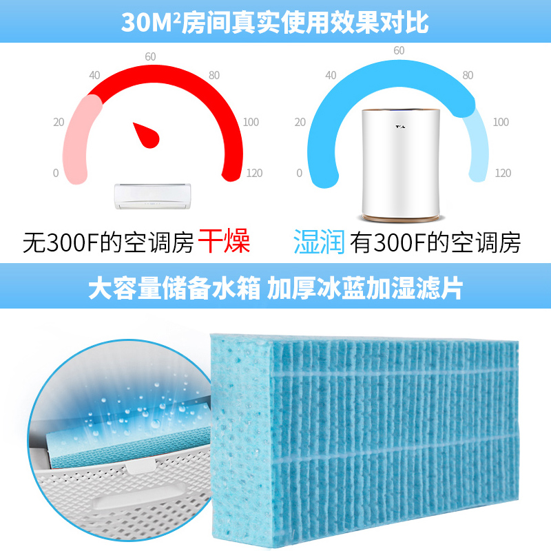 TCL 空气净化器 TKJ300F 卧室除甲醛雾霾 静音加湿负离子 6重过滤