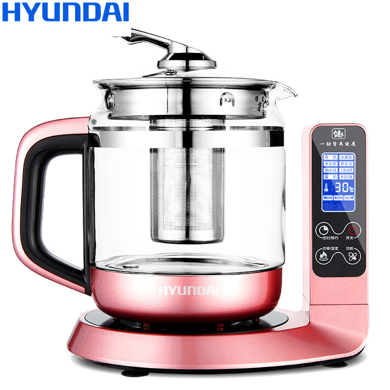HYUNDAI（现代）养生壶QC-YS1598 1.5L大容量 高清液晶大屏 高硼硅玻璃壶体 2分钟记忆功能 电水壶 