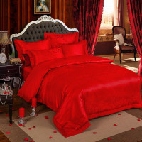 俏庭 提花 丝绵贡缎提花四件套 1.8M床 倾城舞曲 大红 (套)