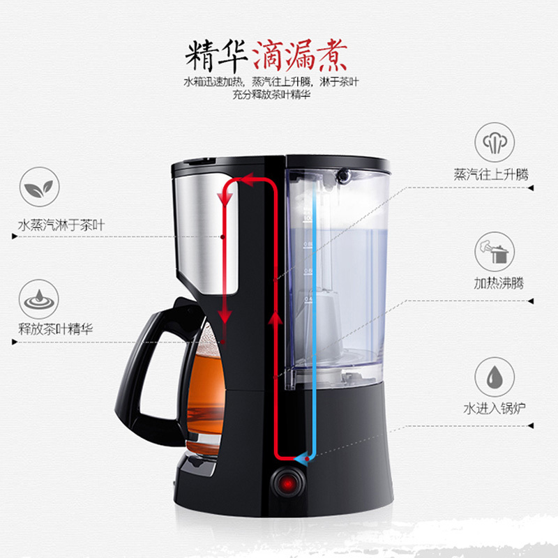 东菱(Donlim)煮茶器CM-1046A煮茶器黑茶加厚玻璃养生壶全自动保温蒸茶壶蒸汽电煮壶花茶壶冲饮提醒一键煮茶