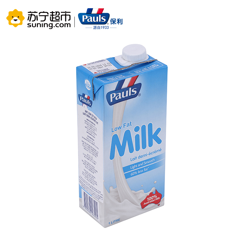 Pauls保利 低脂纯牛奶1L*12盒整箱 澳大利亚进口