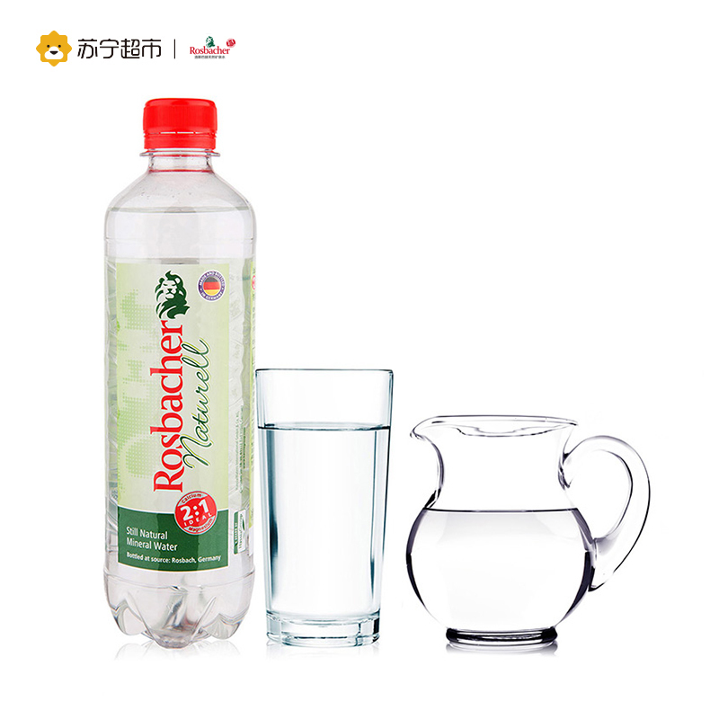 洛斯巴赫(Rosbacher)天然矿泉水 运动型矿泉水 500ml×6整箱装 德国进口饮用水