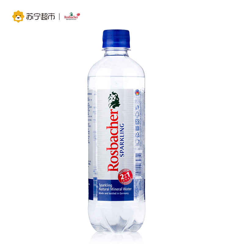 洛斯巴赫(Rosbacher)充气矿泉水 运动型矿泉水 气泡水500ml×18整箱 德国进口饮用水