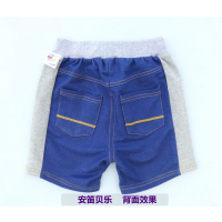 安笛贝乐品牌深蓝色仿牛仔短裤 男童五分裤夏季新品儿童装半裤中裤 拼接款90-130cm
