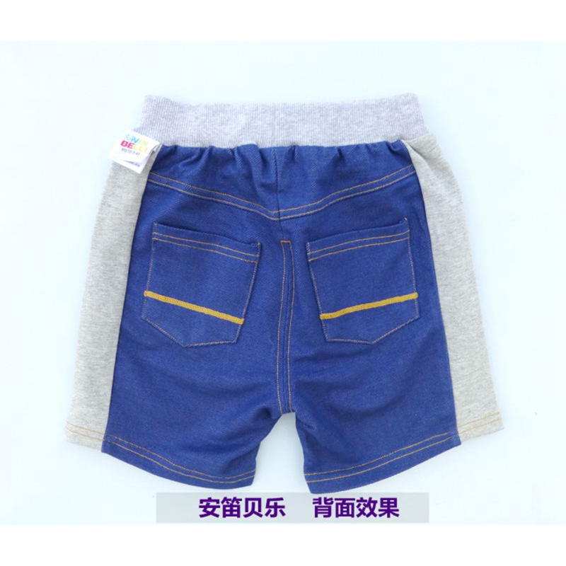 安笛贝乐品牌深蓝色仿牛仔短裤 男童五分裤夏季新品儿童装半裤中裤 拼接款90-130cm