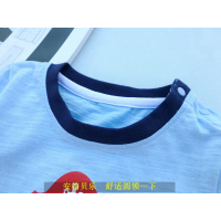 安笛贝乐品牌儿童短袖纯棉男童蓝色t恤衬衫全棉圆领小孩竹节棉半袖宝宝婴儿夏装90-130cm