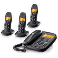 摩托罗拉(Motorola)CL103C数字无绳电话机座机子母机免提套装办公家用一拖三固定无线座机(黑色)