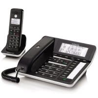 摩托罗拉(Motorola)C7001C数字无绳电话机/座机/子母机 一拖一固(黑色)