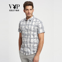 花花公子贵宾时尚简约短袖衬衫 灰色vds314718