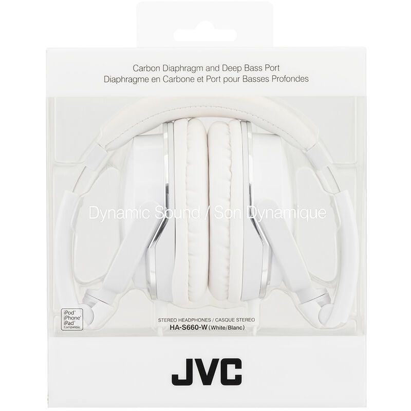 杰伟世(JVC)HA-S660低音导管重低音便携折叠随身音乐头戴全罩耳机 白色
