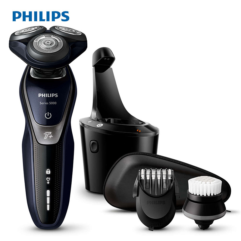 飞利浦(Philips) 电动剃须刀S5570/33多效理容 五向动感贴合 智能充电 旋转式三刀头全身水洗刮胡刀