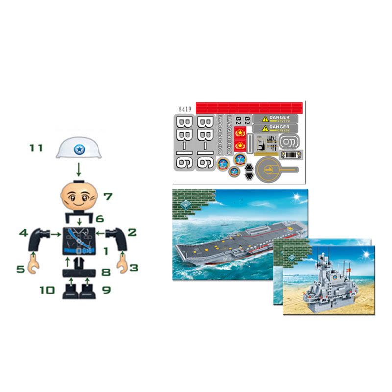 邦宝辽宁号航母模型儿童拼插拼装大型航空母舰小颗粒积木玩具8419图片