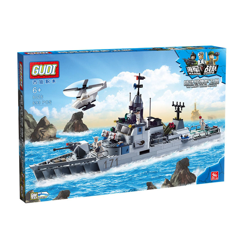 古迪(GUDI) 海军战队系列 8026威武导弹护卫舰693片 男孩积木拼插模型 儿童玩具6-14岁