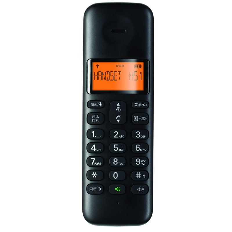 摩托罗拉(MOTOROLA)2.4G数字无绳电话机双机家用 办公无线座机/中文菜单/免提通话/橙色背光T302C(黑色)高清大图