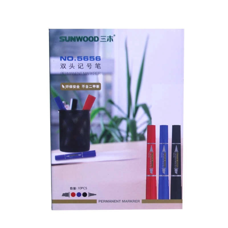三木(SUNWOOD)5656双头油性记号笔10装 马克笔油性笔不掉色快递大头笔 记号笔 笔类