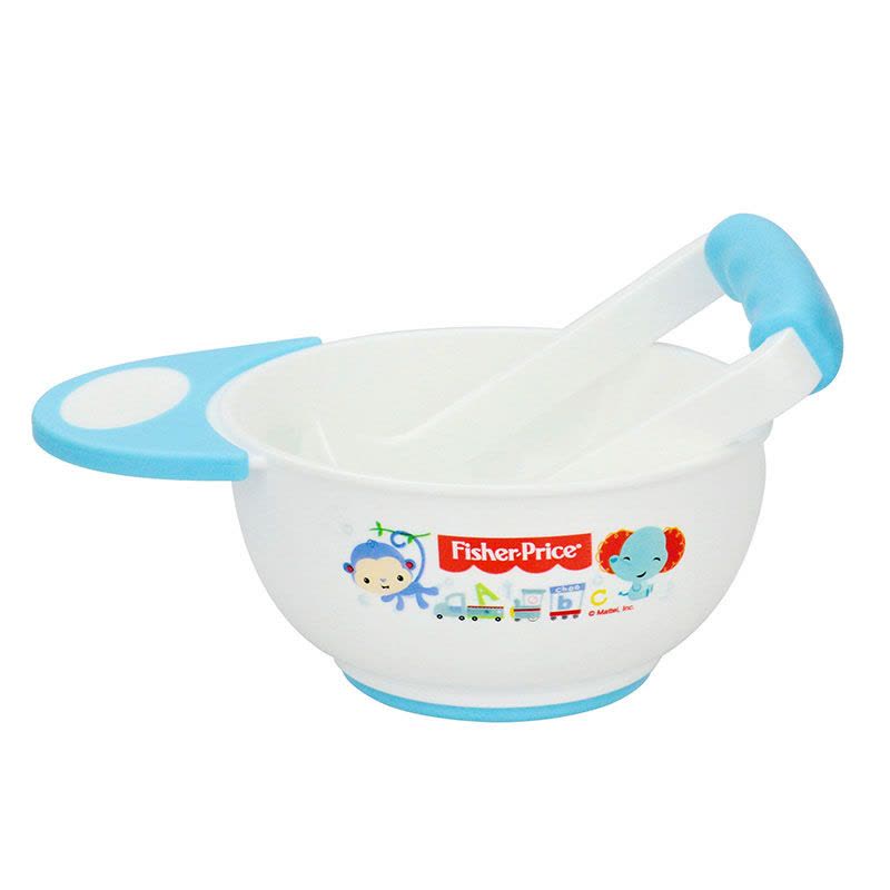 F费雪牌(FISHER-PRICE) 婴儿PP研磨碗手动辅食料理碗 FP-8014蓝色300ML 适用年龄:4个月以上图片