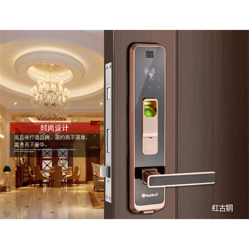 汇泰龙 五金指纹锁家用智能门锁 电子刷卡锁密码锁防盗锁HZ-69008