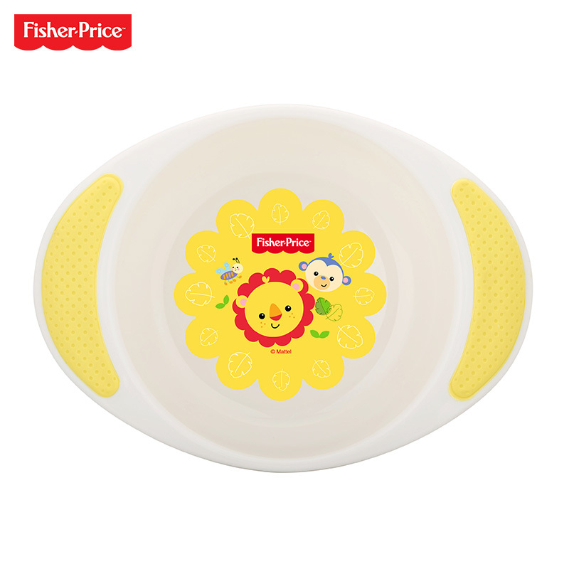 费雪牌(FISHER-PRICE)PP材质宝宝防滑碗配勺子防烫辅食碗便携儿童餐具黄色FP-8610 适用年龄:1岁以上