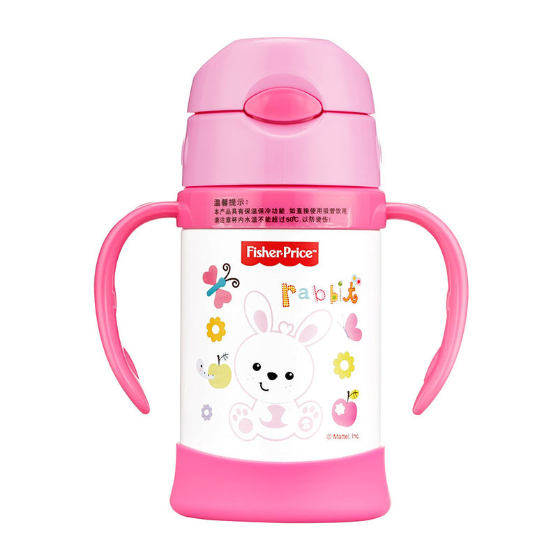 FISHER-PRICE费雪牌保温用品 不锈钢吸管杯300ml 粉红色FP-8012