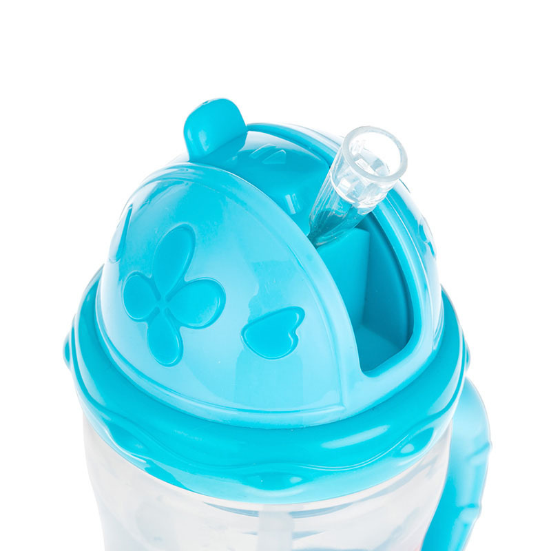 费雪牌(FISHER-PRICE)儿童宝宝学饮杯PP 防漏带双手柄吸管杯婴儿喝水训练杯240ml 蓝色 FP-8005