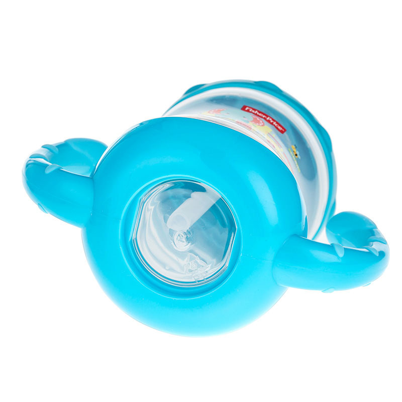 费雪牌(FISHER-PRICE)儿童宝宝学饮杯PP 防漏带双手柄吸管杯婴儿喝水训练杯240ml 蓝色 FP-8005