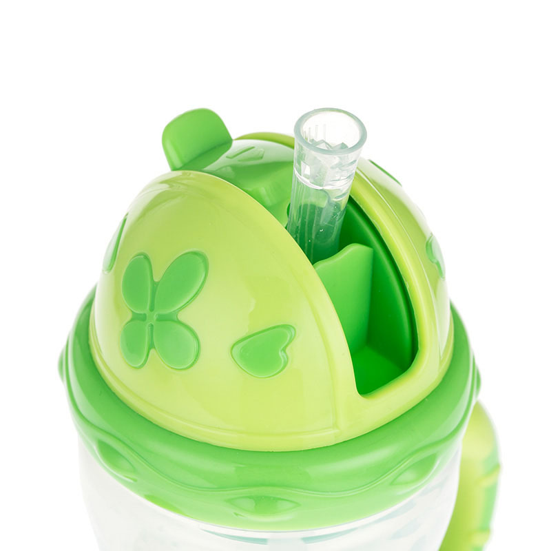 费雪牌(FISHER-PRICE)儿童宝宝学饮杯 (PP)防漏带双手柄吸管杯婴儿喝水训练水杯 FP-8005D绿色