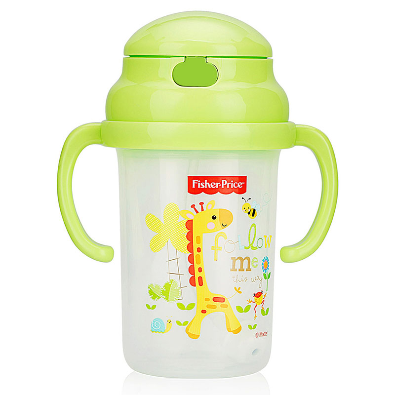 费雪牌(FISHER-PRICE)儿童水杯 PP材质带手柄婴童训练学饮杯280ml FP-8008绿色 适用年龄:6个月高清大图