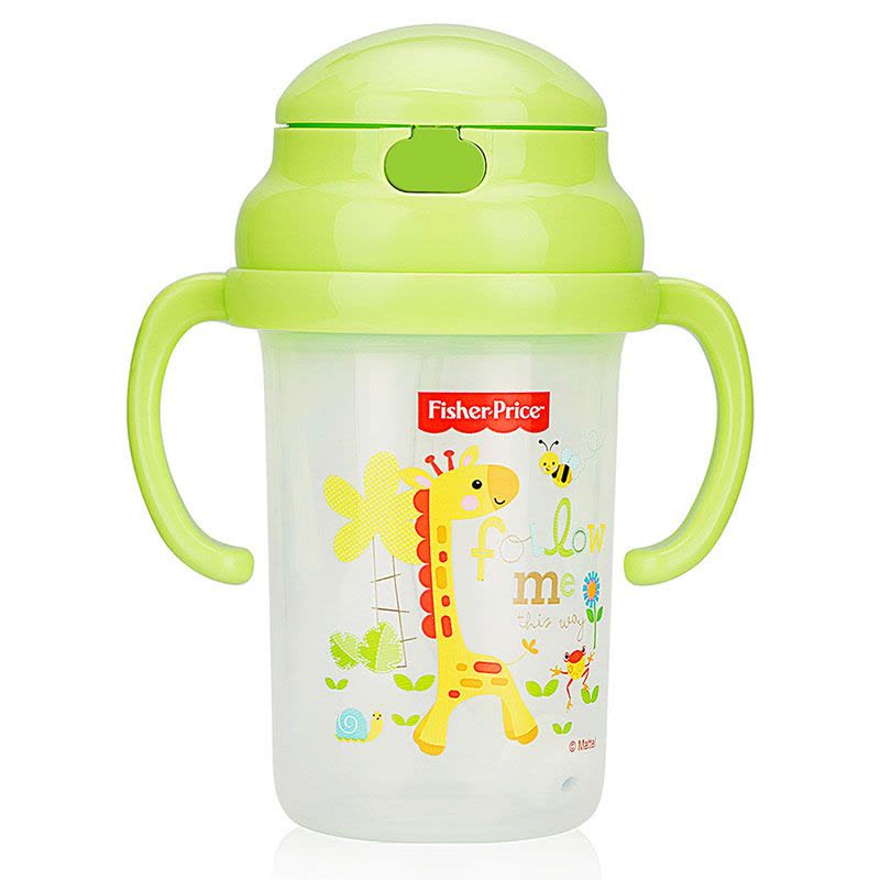 费雪牌(FISHER-PRICE)儿童水杯 PP材质带手柄婴童训练学饮杯280ml FP-8008绿色 适用年龄:6个月图片