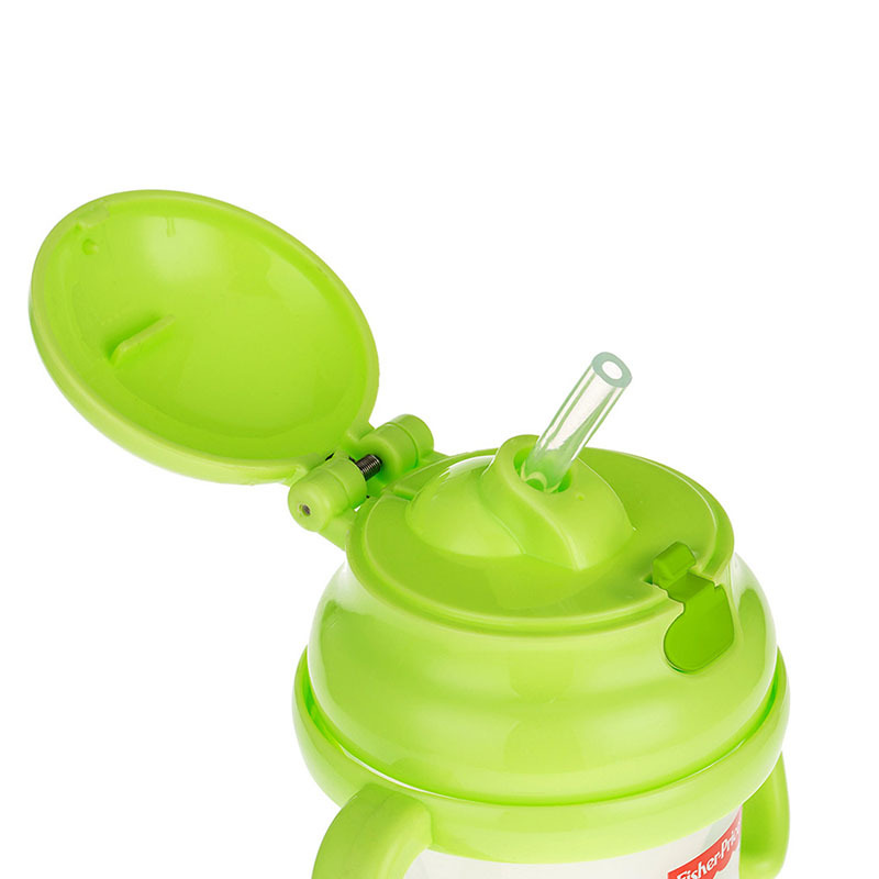 费雪牌(FISHER-PRICE)儿童水杯 PP材质带手柄婴童训练学饮杯280ml FP-8008绿色 适用年龄:6个月