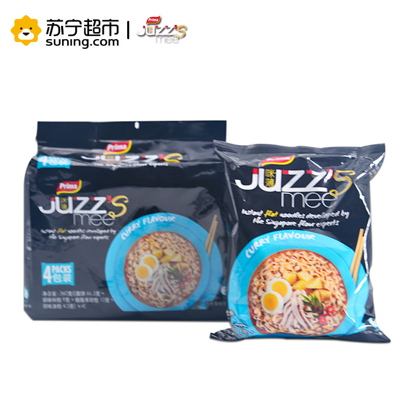 咪薄(JUZZ’S mee)咖喱油炸方便面四联包360g/袋 斯里兰卡进口