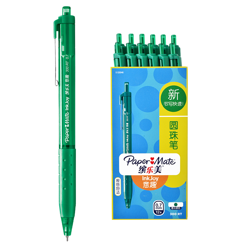 PaperMate 缤乐美意趣圆珠笔300 RT 0.7mm绿色12支纸盒装