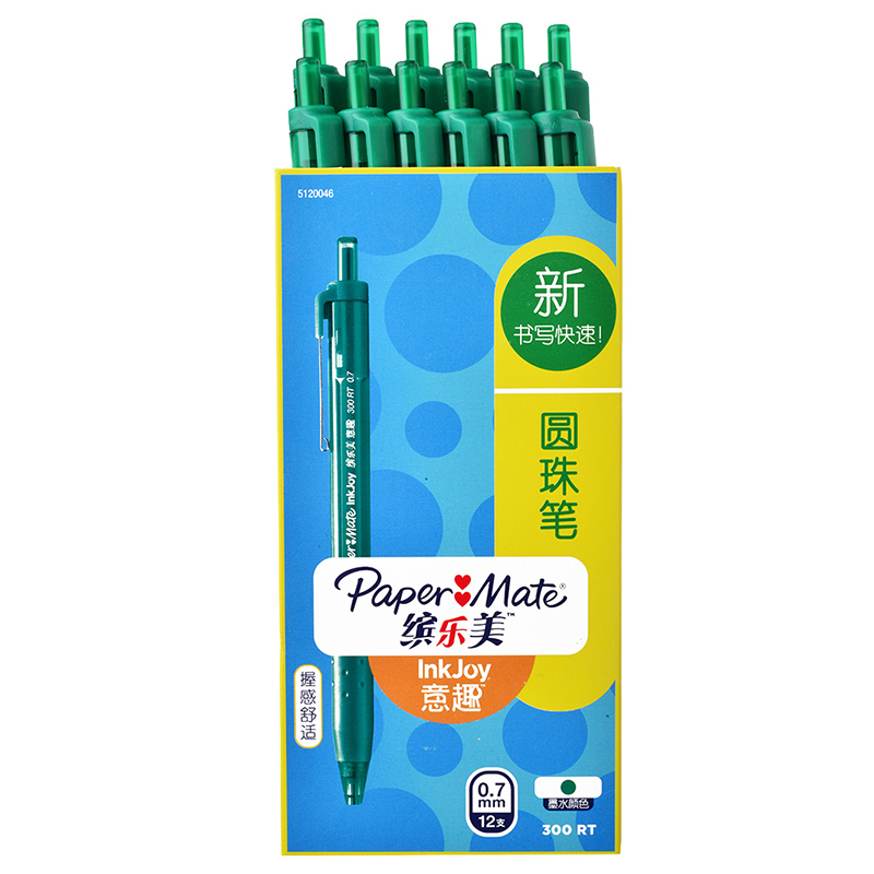 PaperMate 缤乐美意趣圆珠笔300 RT 0.7mm绿色12支纸盒装